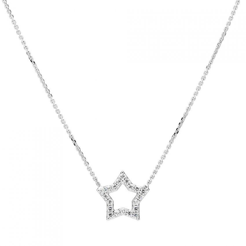 Colgante y cadena oro blanco estrella